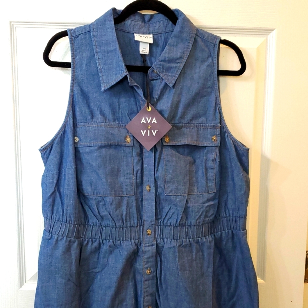 Ava & Viv Blue Sleeveless Denim Dress